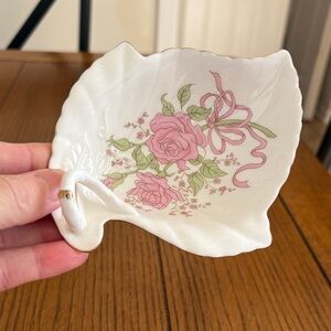 Floral Leaf-Shaped Nappy Dish From 1960's